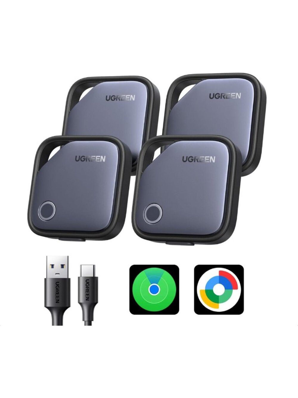 4 Pack Air Tracker Tags for iOS & Android - Bluetooth Location Finders